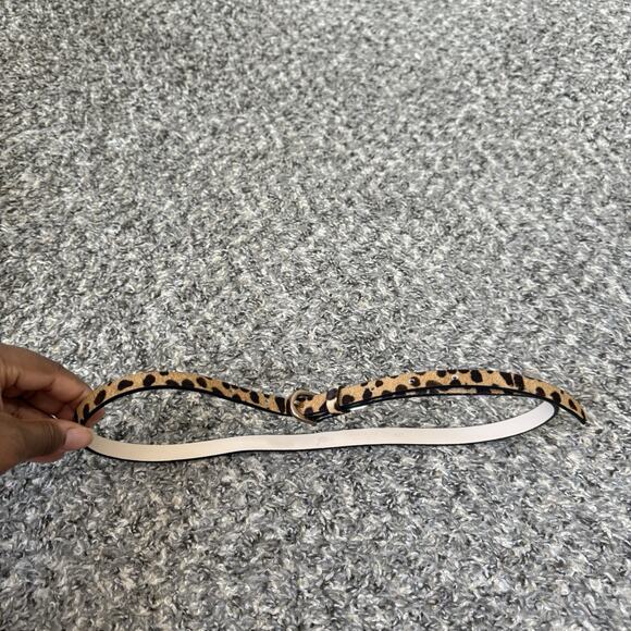 J.Crew Leopard Calf Hair Leather Belt Skinny Size XS Gold Buckle Preppy Glam New - Picture 2 of 7